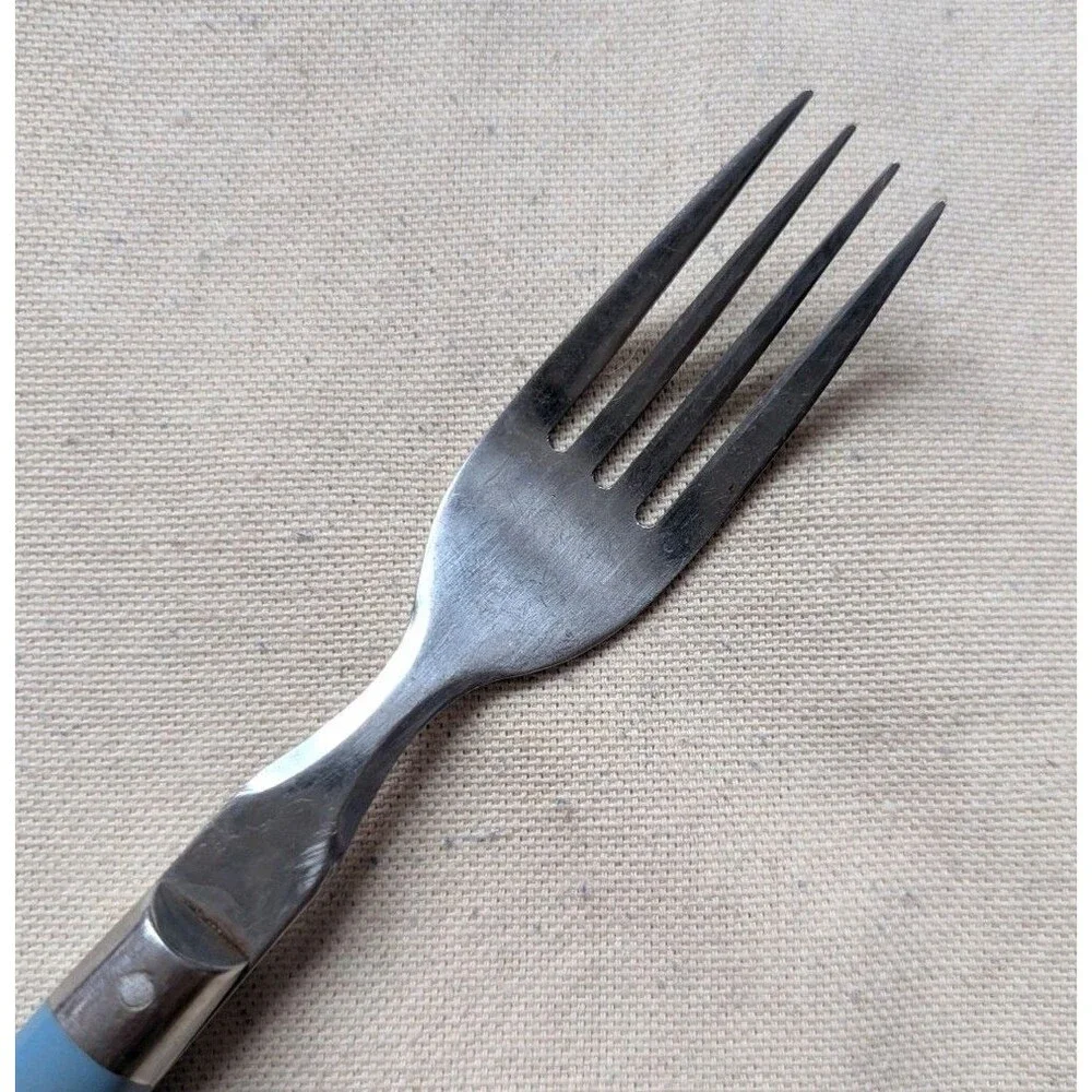 Vintage WF Mardi Gras Sky Blue Stainless Flatware Silverware Dinner Fork 7.5
